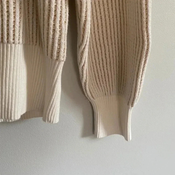 Splendid Cream and Metallic Gold Knit Sweater - Picture 9 of 12
